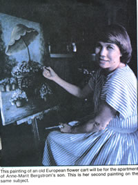Anne-Marit painting the Flower Cart for her son, Renard.